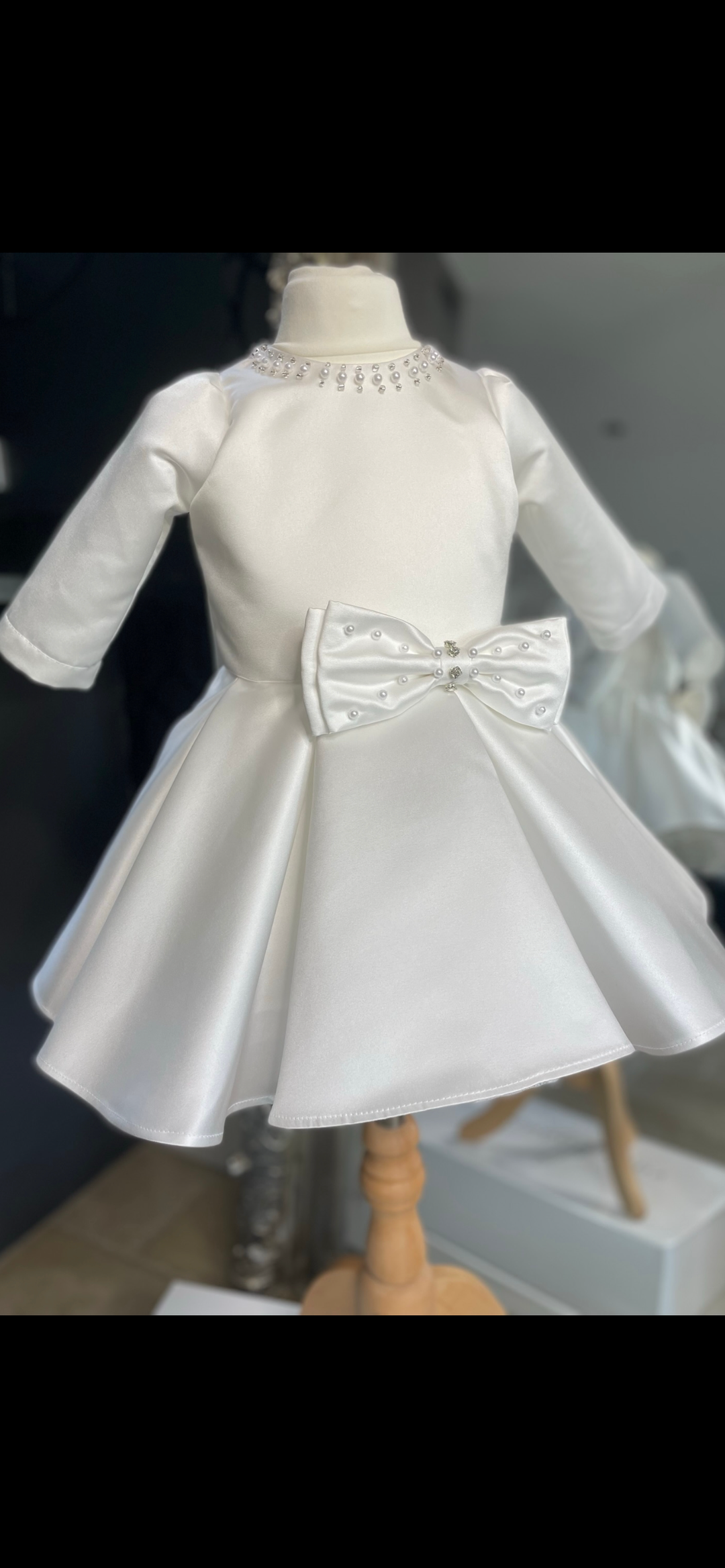 Sofia Dress in White Ivory Satin