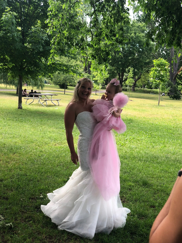 Sweet Pea Embellished Tutu Dress with Detachable train in Candy Sugar Pink