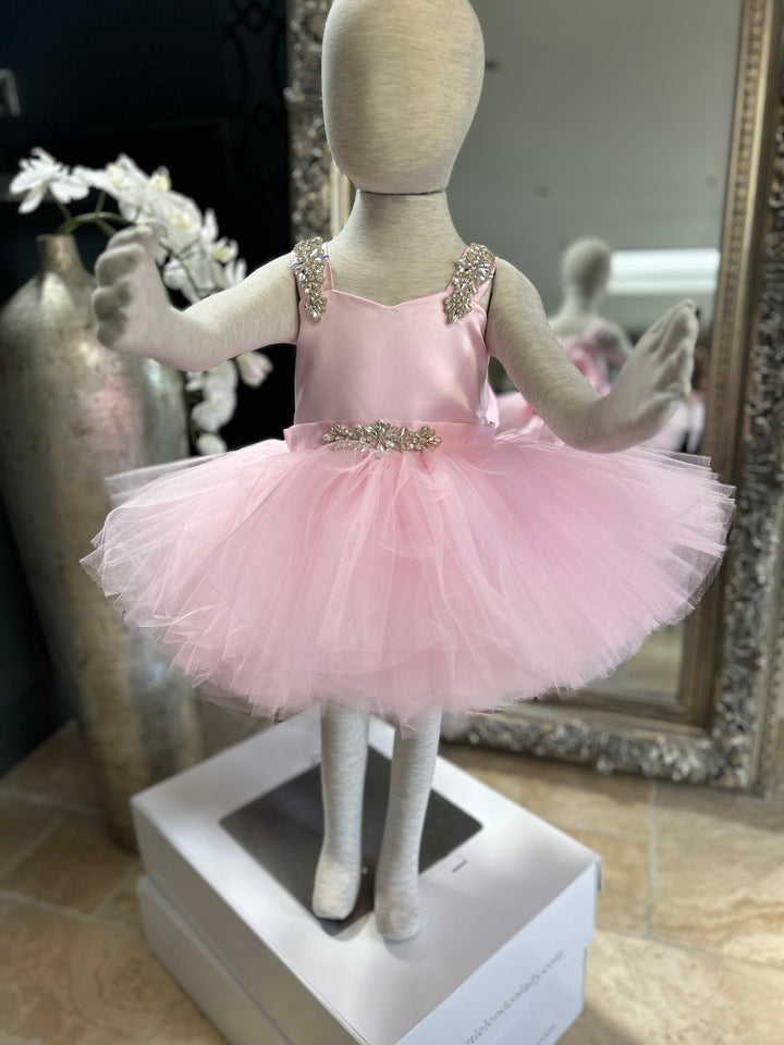 Tutu dress in Pink bridal satin and tulle
