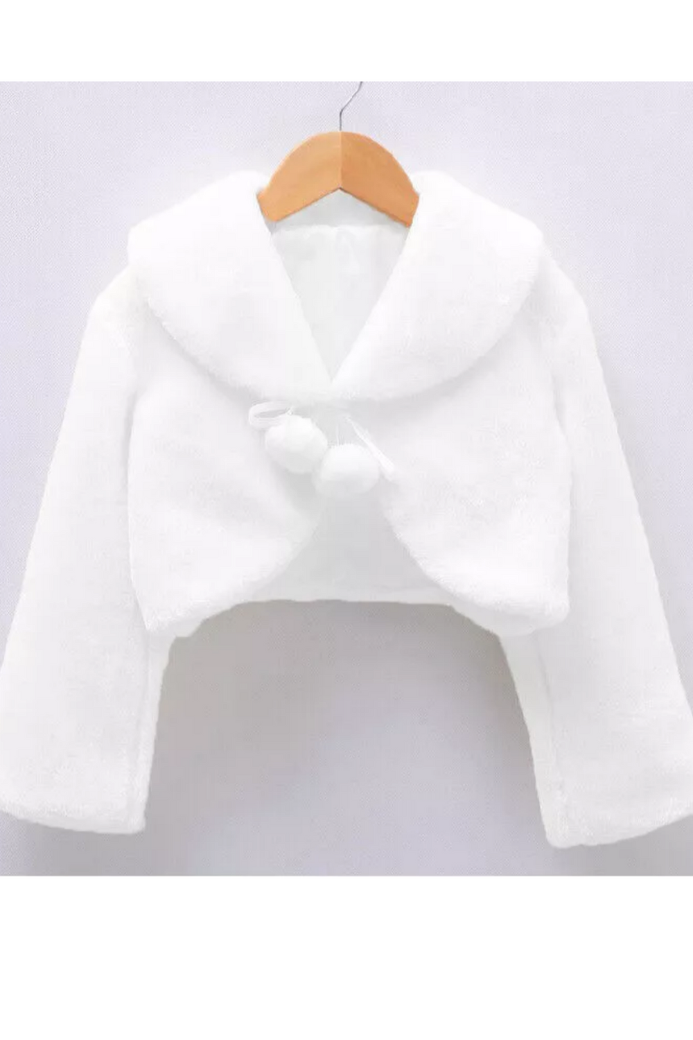 Faux fur Kids Bolero wrap coat jacket in white or ivory. Winter wedding.
