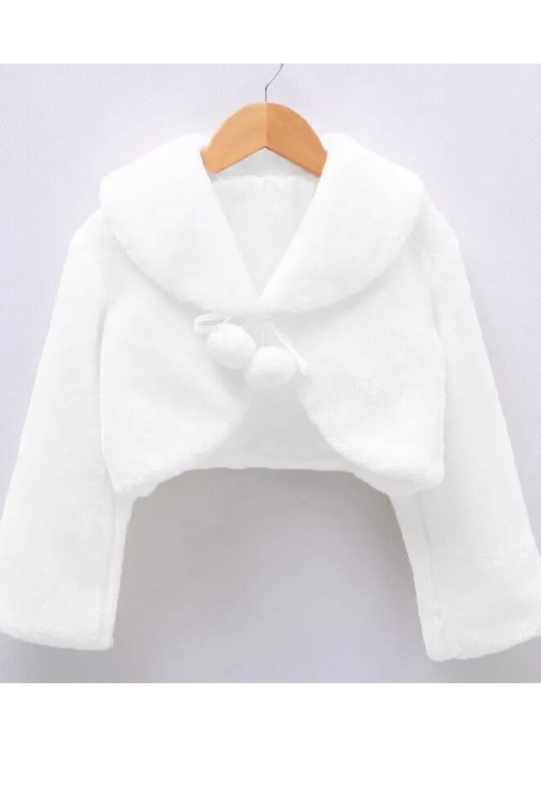 Faux fur Kids Bolero wrap coat jacket in white or ivory. Winter wedding.