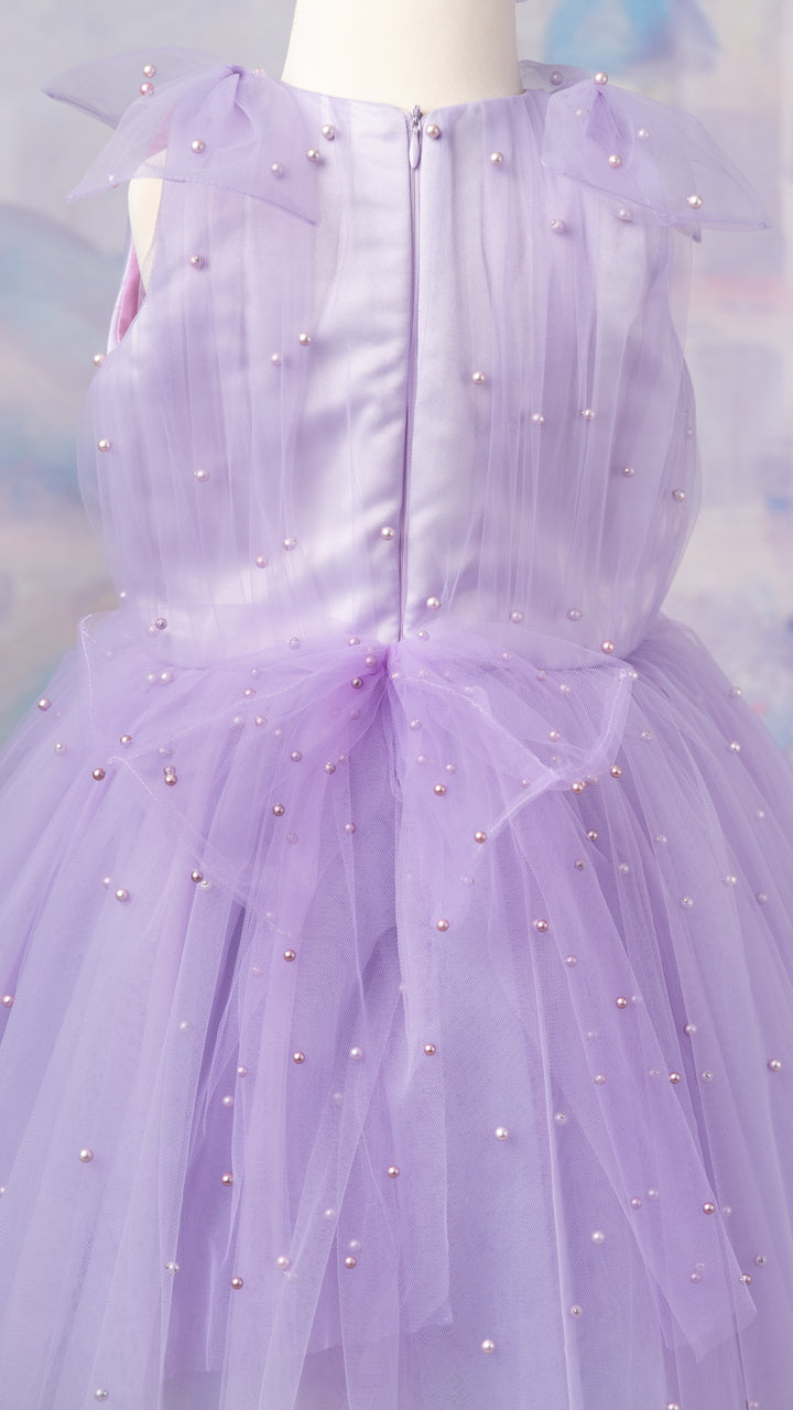 Pearl Tutu Dress One Shoulder in Lilac