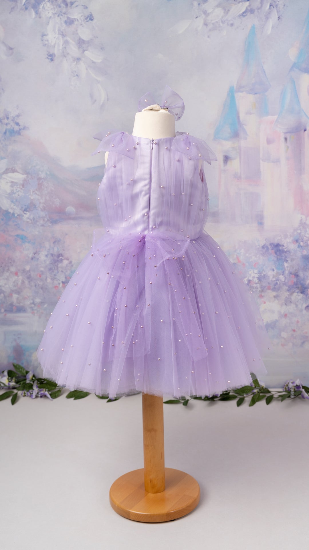 Pearl Tulle Tutu Dress in Lavender