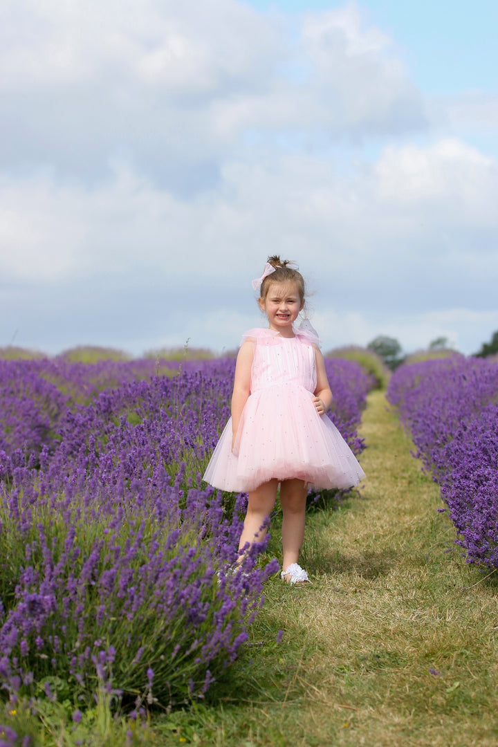 luxury kids occasion dress in baby pink