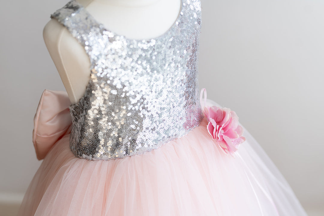 Silver Sequin bodice in Cross back design