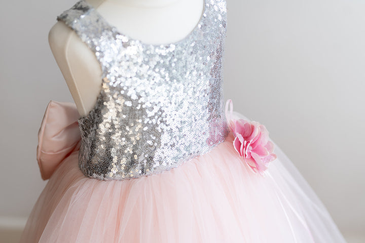 Silver Sequin bodice in Cross back design