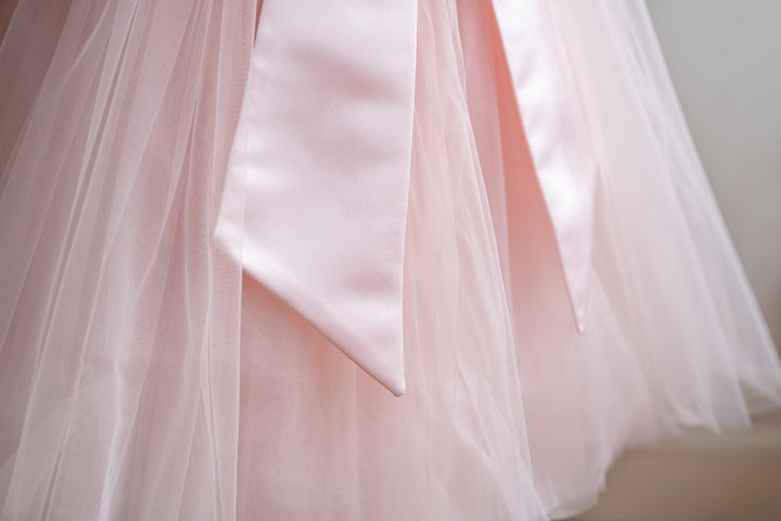 Secret Garden Dress in Soft Pink Tulle with  Sparkling Silver Bodice