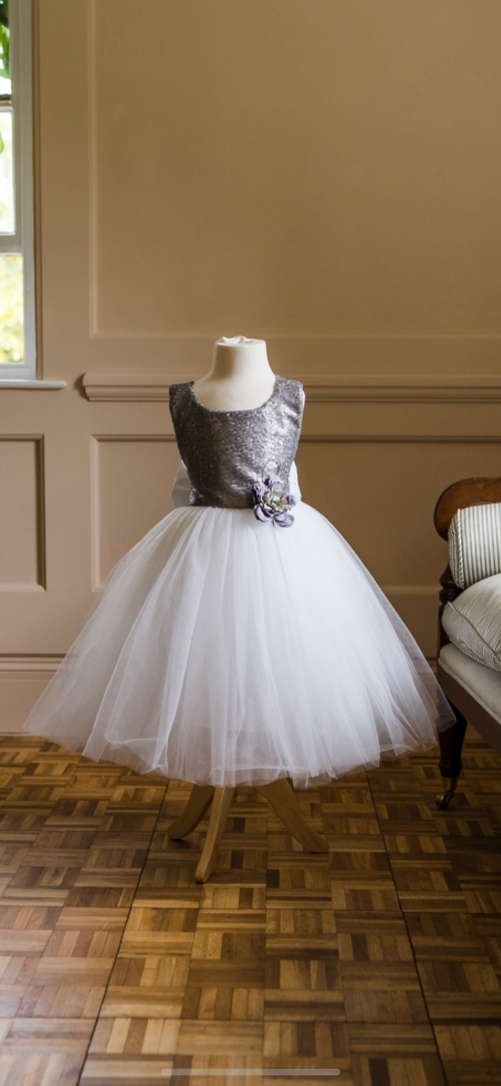 White Tulle long Flower girl dress, Party dress for little girls, Baby Girl dress, Kidsdress, 1st Birthday Dress, Christening outfit, baby dress, toddler party outfit,Princess dress, flower girl, Pageant Dress, childrens dress, New collection, statement dress, kids couture dress, birthday dress, luxury kids couture, sequin top, Sparkle bodice, baby dress, baby frock, baby fashion, baby girl dress