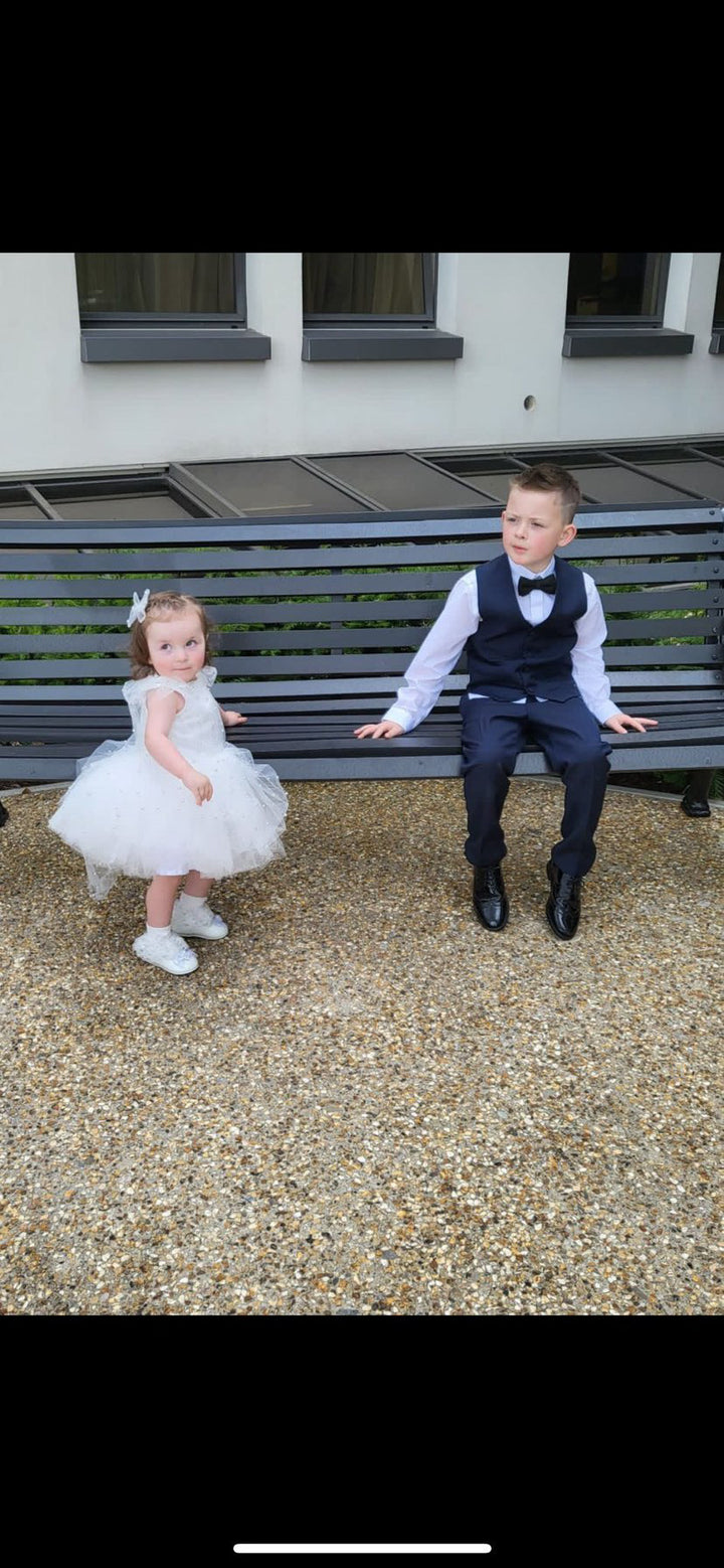 Pearl Tulle Tutu Dress in White