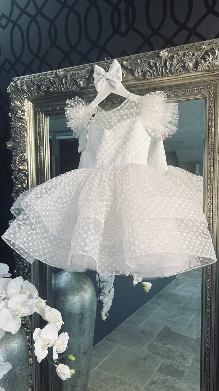 white childrens couture party dress