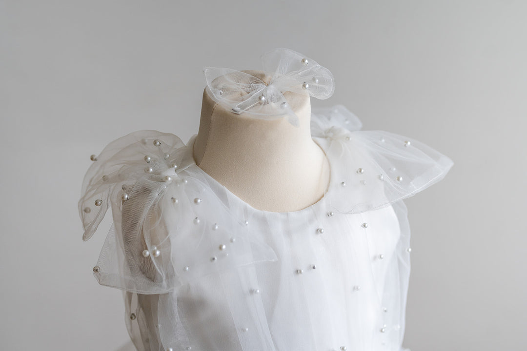 Pearl Tulle Tutu Dress in White