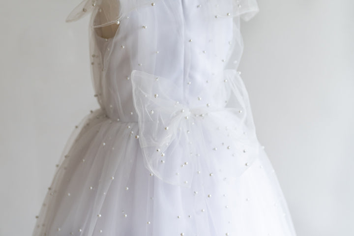 Pearl Tulle Tutu Dress in White
