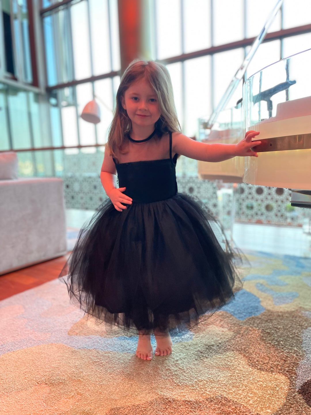 Ritz Dress in White Satin & Tulle