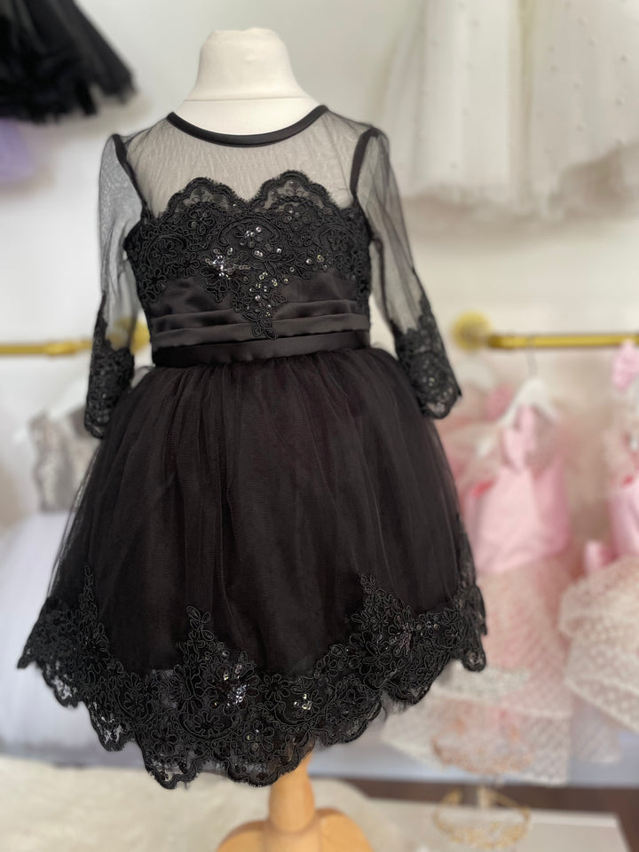 Lily Lace Dress in Black sparkle