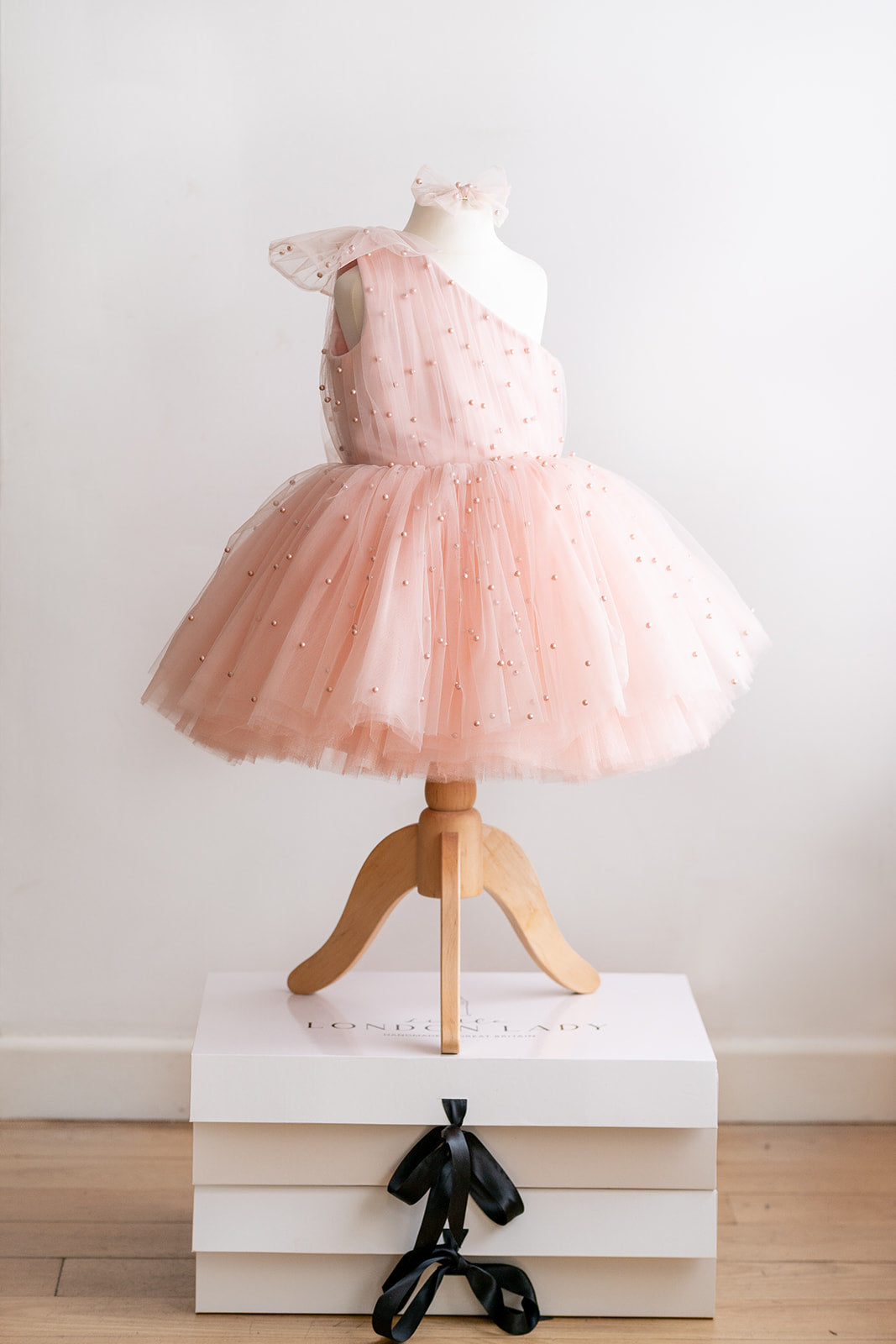 Pearl TuTu Dress One Shoulder Dusky Rose Pink / Blush