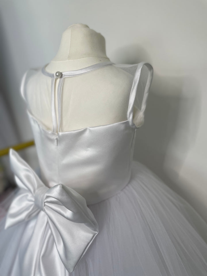 Ritz Dress in White Satin & Tulle