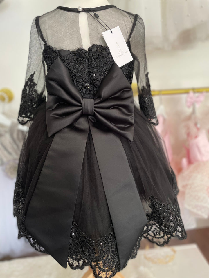 Lily Lace Dress in Black sparkle