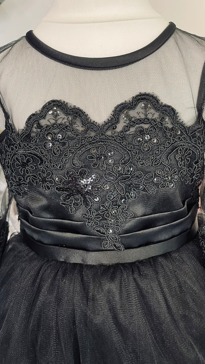 Lily Lace Dress in Black sparkle