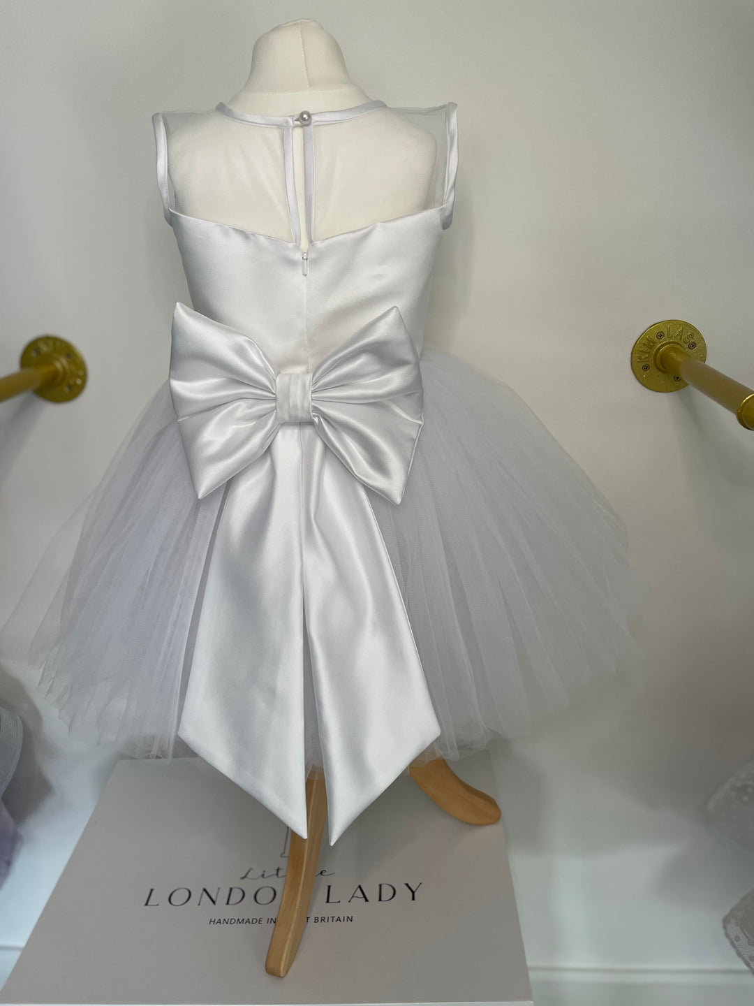 Ritz Dress in White Satin & Tulle