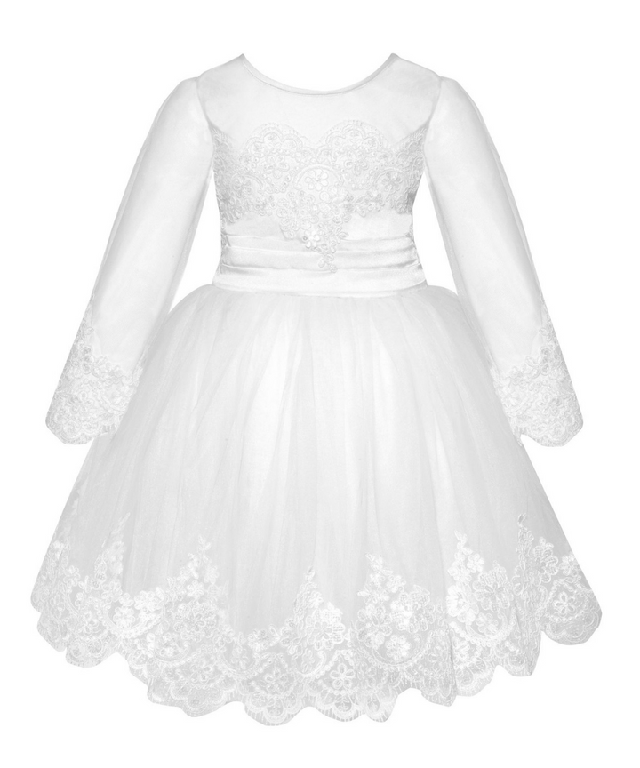 The Lily Dress in White Tulle and 3D Lace. 